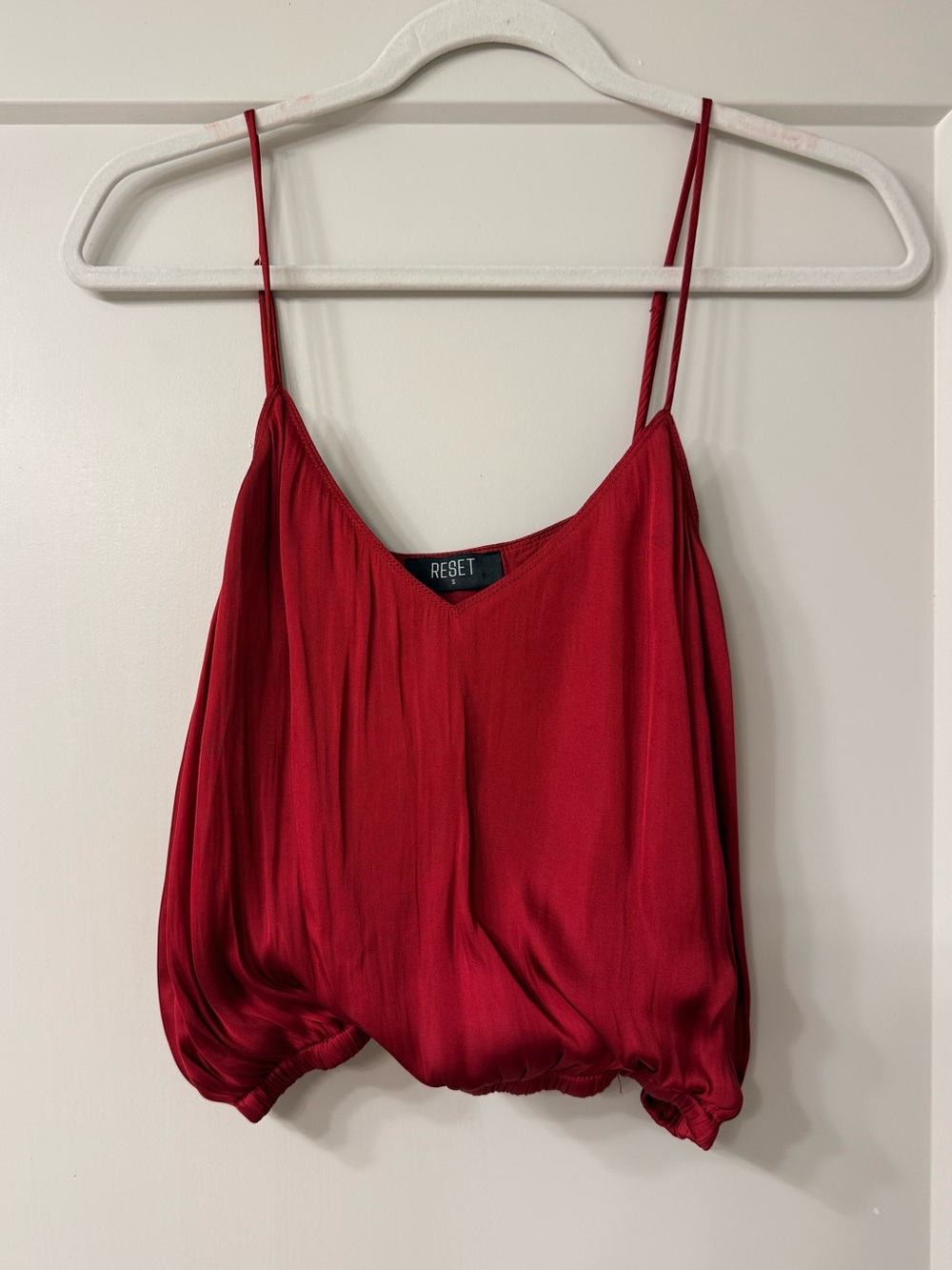 The Reset Red Satin Camisole with Spaghetti Straps